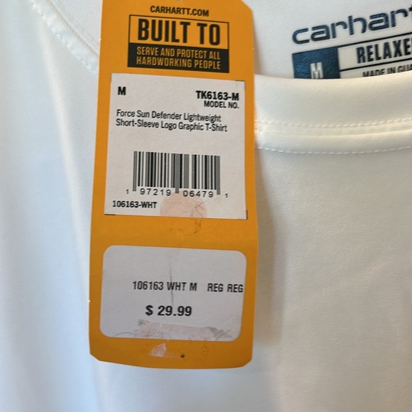 🆕Carhartt Men’s Shirt Force Sun Defender Short Sleeve UPF 50 Relaxed Fit White M - Picture 5 of 11